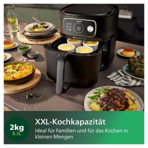 Friteuza cu aer cald Philips Airfryer Combi 7000 XXL HD987620 83L 22 functii WiFi Alb - Img 5
