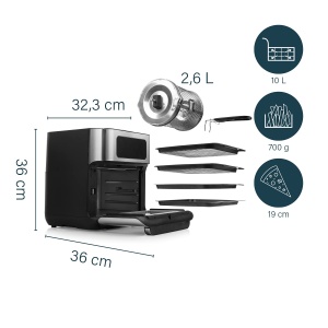 Friteuza cu aer cald Princess 182065, 10 L, 1500 W, inox - Img 3