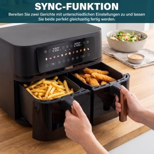 Friteuza cu aer cald Princess 9L 3100W - 2 zone, capacitate mare, functie sincronizare - Img 5
