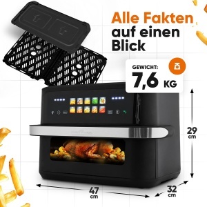 Friteuza cu aer cald ProfiCook PC FR 1313 H, 10L, 2400W, Touch-Display - Img 7