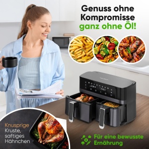 Friteuza cu aer cald ProfiCook(r) cu sistem de gata simultana | 9 litri | Friteuza cu aer 2 camere | prajiti fara grasime | Friteuza cu aer | Recipiente antiaderente | Friteuza cu aer | PC FR 1295 H - Img 4