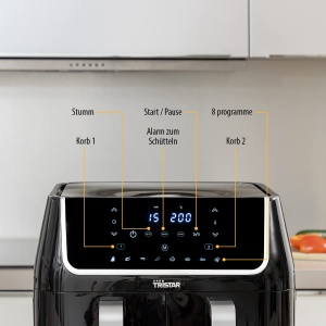 Friteuza cu aer Tristar FR-6970 - consum de energie cu 60% mai mic - capacitate 2 x 4.5L - 1800W - temperaturi separate pentru 2 camere - 8 programe - Negru - Img 7