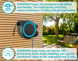 Gardena Wand-Schlauchbox RollUp L 30m Turquoise Montare pe perete Sistem automat de rulare - Img 8