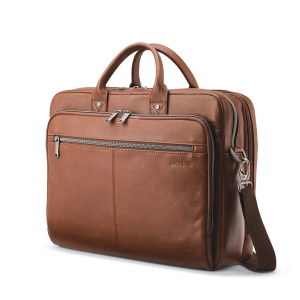 Geanta de laptop Samsonite Klassische, piele, cognac, 15.6 inch