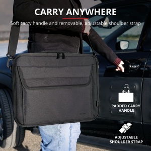 Geanta ecologica pentru laptop Trust Atlanta din material reciclat de pana la 15,6 inci, geanta sustenabila cu curea de umar si buzunare pentru depozitare, pentru calatorii, afaceri, birou, scoala - Negru - Img 3
