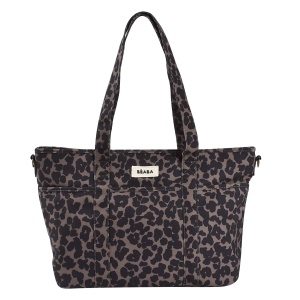 Geanta pentru scutece Beaba Madrid 22L, design unisex, 11 compartimente, leopard