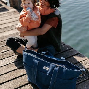 Geanta pentru scutece Beaba Madrid XXL 44L, 11 compartimente, design denim - Img 3