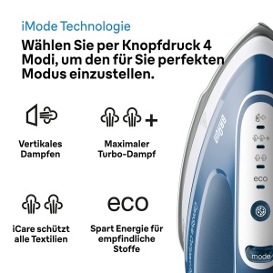 Generator de abur Braun CareStyle Compact Pro IS 2565 BL - Fier de calcat cu abur cu talpa FreeGlide 3D, abur vertical, 2400 W, presiune pompa 6,5 bar, explozie de abur 430 g/min, rezervor mare de apa de 1,5 l, albastru - Img 2