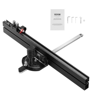 Ghidaj oblic VEVOR, fanta standard 19 x 9,5 mm, ghidaj de ferastrau de masa din aliaj de aluminiu cu gratar de aprox. 61 cm, 15 opritoare unghiulare, piston si disc detasabil, pentru prelucrarea lemnului - Img 9