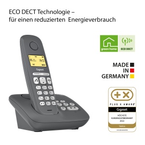 Gigaset A280A Duo - 2 telefoane fara fir DECT cu robot telefonic pentru cea mai buna comunicare cu afisaj grafic mare, calitate audio perfecta si functie hands-free, Gri + Gri Medio - Img 5