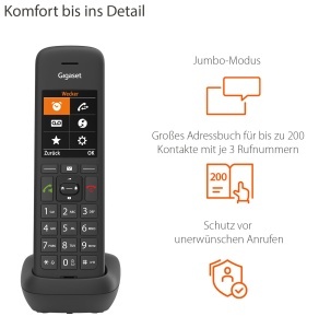 Gigaset C575HX - receptor DECT cu suport de incarcare - compatibil Fritzbox - telefon fara fir pentru router si baza DECT - afisaj color TFT mare, negru [versiunea germana] [Fara baza] - Img 4