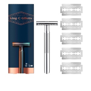 Gillette King C Aparat de Ras cu 5 Rezerve Lame Precizie Cromate