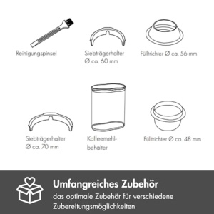 GRAEF. CM800 - Rasnita electrica de cafea, carcasa din aluminiu, recipient pentru boabe 350g, rasnita conica din otel inoxidabil, 40 de macinari, portafiltru pentru rasnita de cafea, insertie antistatica, roata cu palete din aluminiu, 128 W, argintiu - Img 10