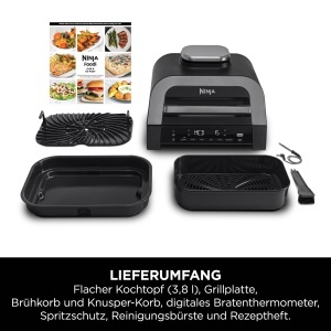 Gratar de interior si friteuza cu aer Ninja MAX 6 in 1 6 functii de gatit contine pana la 6 burgeri capacitate de 38 litri aproape deloc fum include t - Img 2