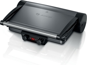 Gratar de masa Bosch TCG4215, gratar de contact 3 in 1, control individual al temperaturii, canal de scurgere a grasimilor, caserola, placi de gratar detasabile din aluminiu, curatare usoara, 2000 W, argintiu - Img 1