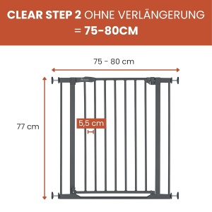 Gratar de siguranta hauck Clear Step 2, gri inchis, ajustabil 75-80 cm - Img 2