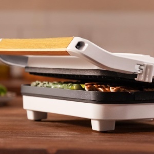 Gratar electric Cecotec RockNGrill 1300 Wood, 1300W, alb, maner din lemn - Img 7