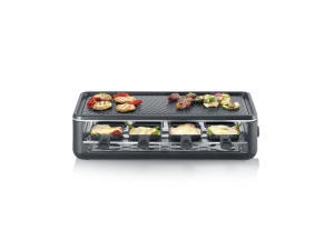 Gratar raclette SEVERIN pentru 8 persoane, raclette cu placa mare antiaderenta, tigai foarte adanci, se poate spala in masina de spalat vase, gratar de masa, Black Line Lite, RG 2365 - Img 1