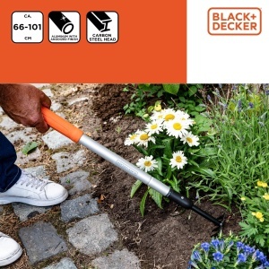 Grebla de gradina BLACKDECKER 5 Zinci Lungime reglabila 66-100 cm PortocaliuNegru - Img 6