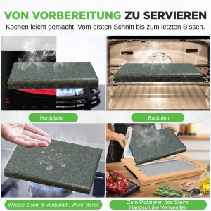 Grill cu piatra incalzita NutriChef Set complet cu bambus si ceramica, ideal pentru carne si legume - Img 4