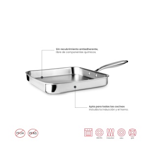 Grill din inox IBILI 653228, 28 cm, fara antiaderenta, inductie - Img 4