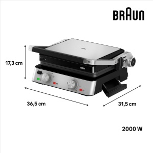 Grill electric Braun MultiGrill 7 CG7020, 2000W, 3 in 1, capacitate 12 burgeri - Img 3