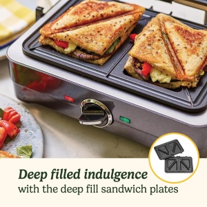 Grill si Sandwich Maker Cuisinart GRSM4U, 2-in-1, 210C, Compact, Gri - Img 4