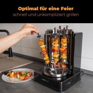 Grill vertical Clatronic DVG 3686, 1400W, cu 1 rotisor si 6 spiese - Img 7