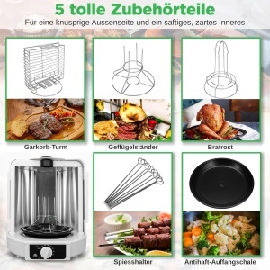 Grill vertical NutriChef 700W Mini-Backofen Rotisserie Alb Compact si Usor de Curatat - Img 2