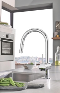 GROHE Minta robinet de bucatarie 2 tipuri de pulverizare robinet de bucatarie cu dus dublu extensibil pivotant la 360deg economisire a apei datorita l - Img 2