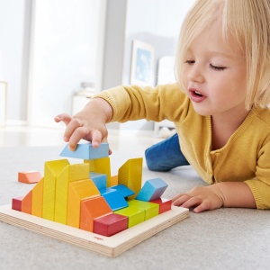 HABA 304854-Joc de placi 3D Pietre creative asezare creativa constructie si joaca cu culori colorate ale curcubeului jucarii din lemn pentru varste de - Img 7