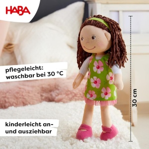 HABA Cuddly Doll Coco - Papusa moale de carpa 30 cm ideala pentru fete si baieti lavabila si usor de pus si de scos de la 15 ani - 1303666001 - Img 3