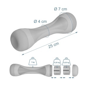 Hantela reglabila Relaxdays, set 2 bucati, greutati ajustabile 1kg-2kg, gri - Img 4
