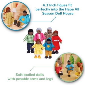 Hape E3501 - Familia de papusi, piele inchisa la culoare - Img 5