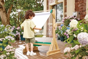 Hape Outdoor Staffelei Tabla de desen pentru copii din lemn rezistent la intemperii - Img 3
