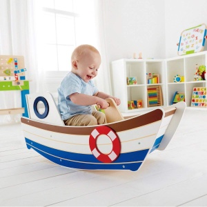 Hape Wellenschaukler Jucarie Balansoar din Lemn pentru Copii 12 Luni Design Barca Greutate Max 50kg - Img 3