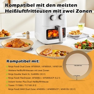 Hartie de copt 20 cm pentru friteuza cu aer cald Ninja, biodegradabila, rezistenta la ulei - Img 3