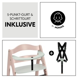 hauck Arketa N Play Whitewashed Mint - Scaun inalt din lemn care creste odata cu copilul inclusiv tabla de joc fara atasament de joaca curea de picioa - Img 6