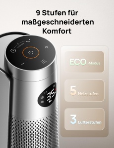 Heizlufter electric Dreo, 2000W, cu telecomanda, 25 dB, oscilatie 120 - Img 6