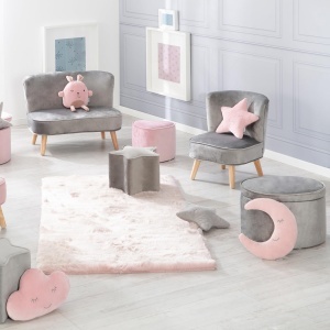 Hocker pentru copii Roba Lil Sofa, oval, cu spatiu de depozitare, gri, 27 cm - Img 7