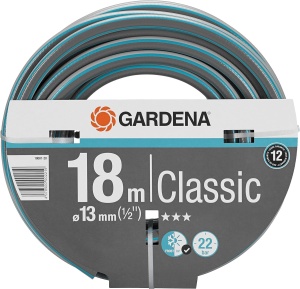 Hose de gradina Gardena Classic 13 mm, 18 m, rezistent UV, gri