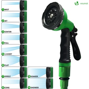 Hose flexibil VOUNOT 30 m, 10 functii de pulverizare, 12 si 34 inch, verde - Img 3