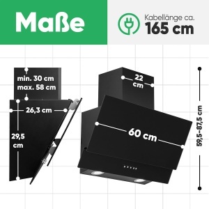 Hota Bomann DU 7607 G 60cm Negru Sticla LED 3 Trepte Umluft si Abluft - Img 7