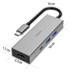Hub USB C Hama 4 in 1, 1x HDMI 4K, 2x USB-A, 1x USB-C, Aluminiu - Img 4