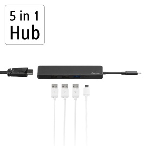 Hub USB C Hama, 5 Porturi, 4K HDMI, Negru - Img 2