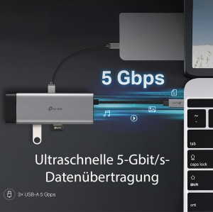 Hub USB-C TP-Link UH7021C, 7 porturi, 100W, HDMI 4K, Plug Play - Img 7