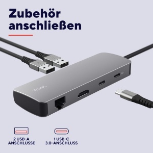 Hub USB-C Trust Vylor 8-in-1 cu HDMI 4K, Alim. 100W, Aluminiu - Img 4