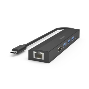 Hub USB Hama 6 Porturi, 3x USB-A, USB-C, HDMI, LAN, Negru - Img 3