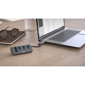 Hub USB Hama cu cititor de carduri, 5 porturi, 3x USB-A, SD, microSD, gri - Img 4