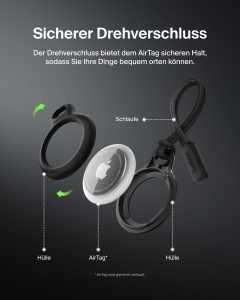 Husa AirTag Belkin cu Slaufa, Neagra, Protectie Antisoc si Antizgarieturi - Img 4